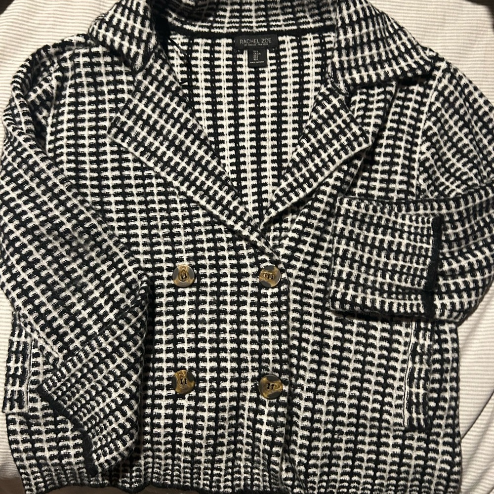 Eloquii Black and White Checkered Blazer